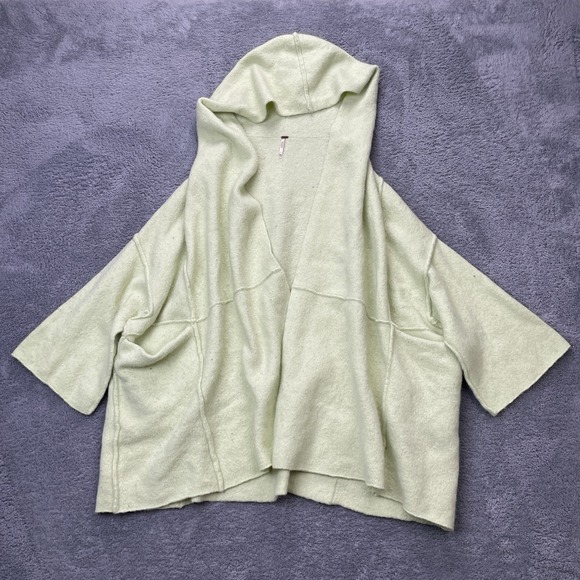 Free People Sweater Womens Extra‎ Small Small Green Cardigan Hooded Open Front - Picture 1 of 10
